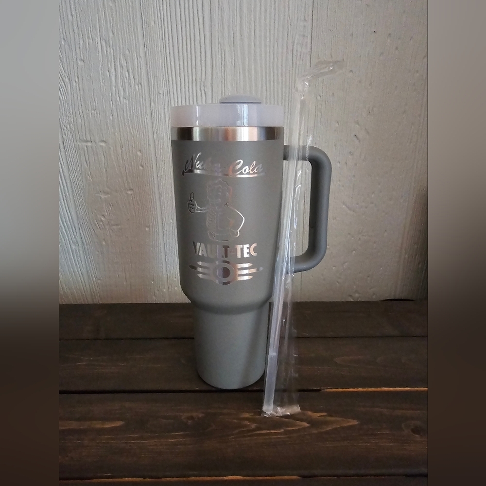 Fallout Nuka Cola/Vault Tec 40oz tumbler- light grey